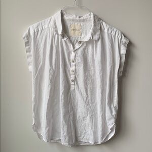 Lucky Brand White Short sleeve collared 1/2 button shirt